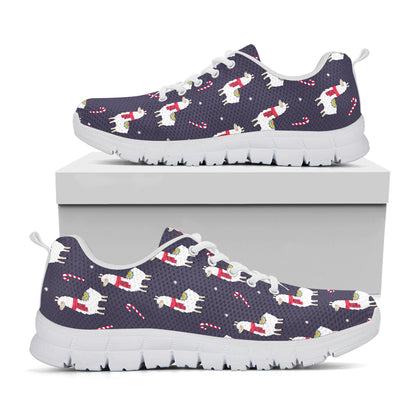 Xmas Llama Pattern Print White Sneakers