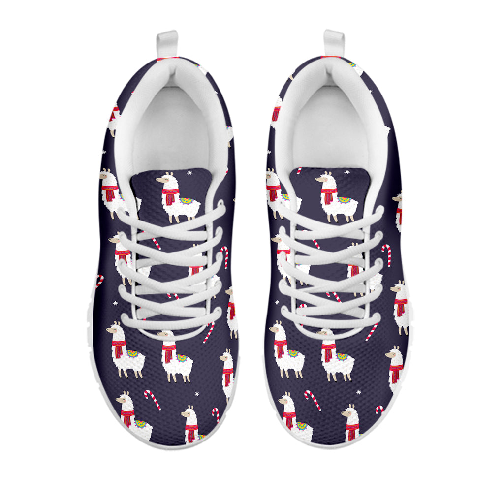 Xmas Llama Pattern Print White Sneakers