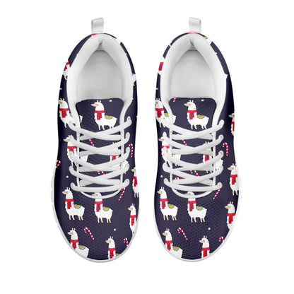 Xmas Llama Pattern Print White Sneakers