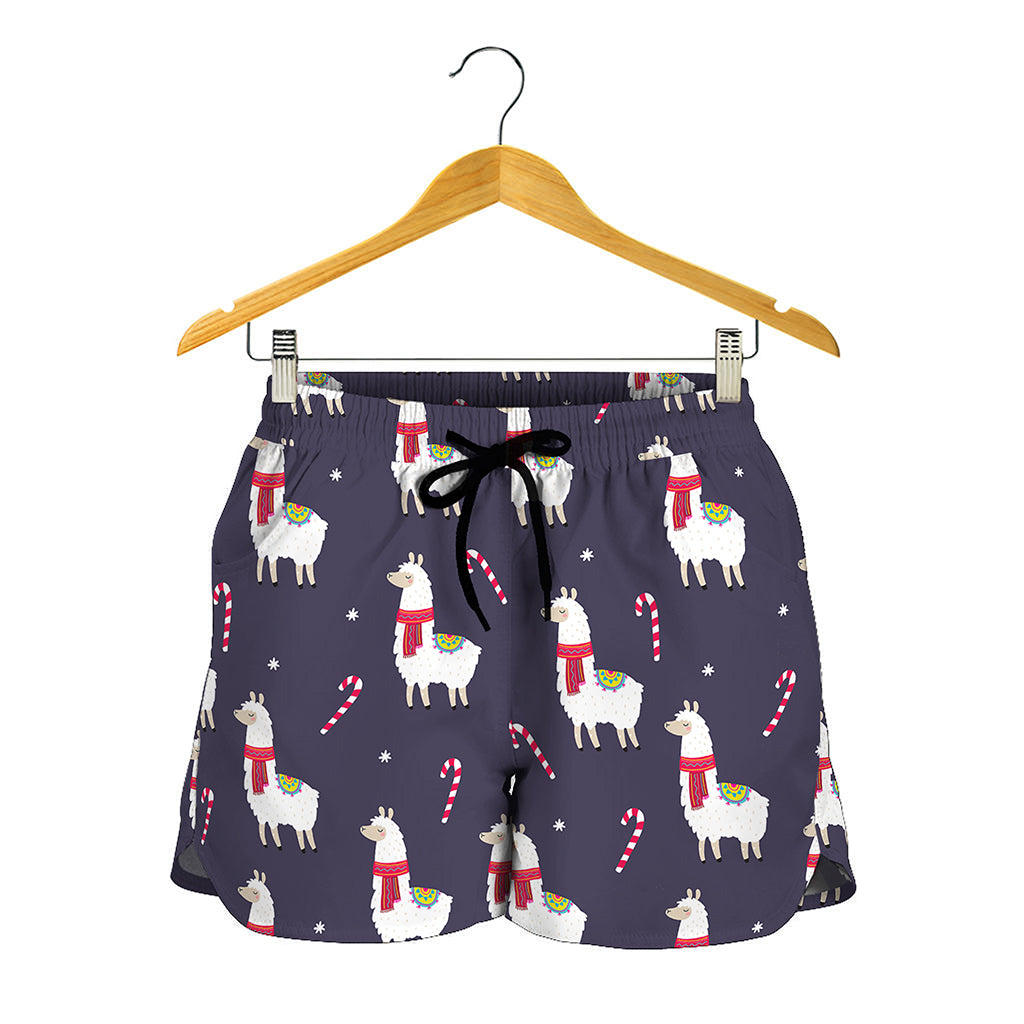 Xmas Llama Pattern Print Women's Shorts