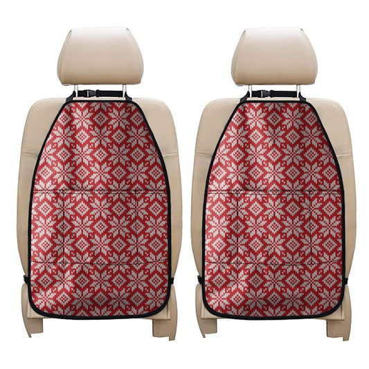 Xmas Nordic Knitted Pattern Print Car Seat Organizers