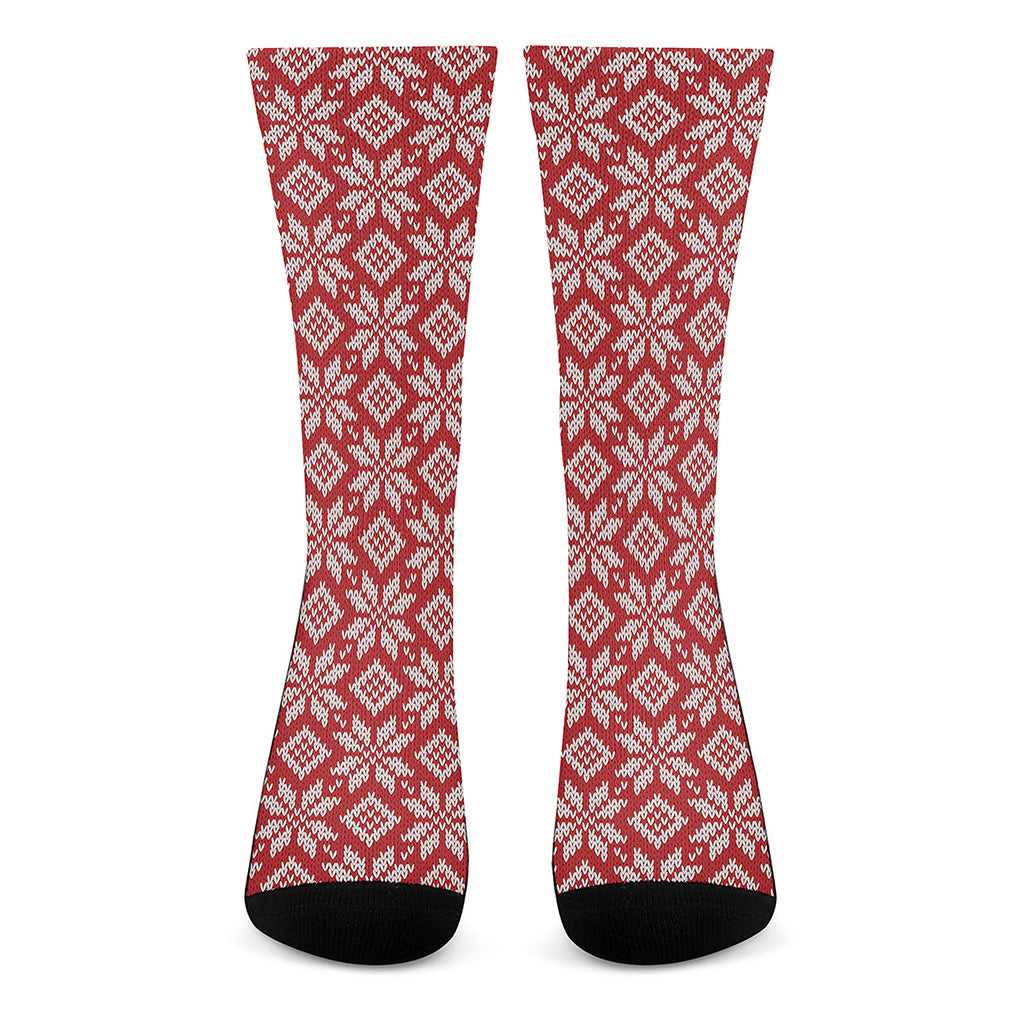 Xmas Nordic Knitted Pattern Print Crew Socks