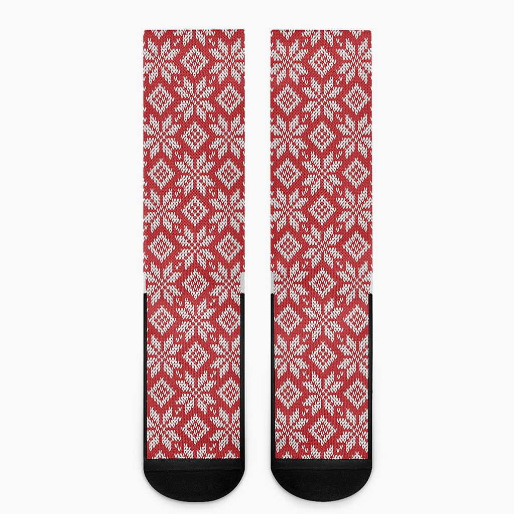 Xmas Nordic Knitted Pattern Print Crew Socks