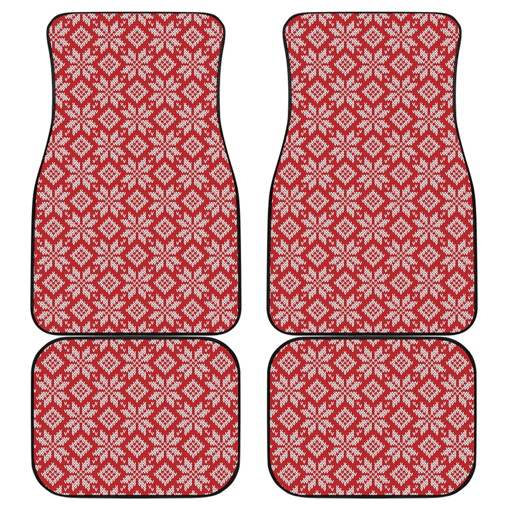 Xmas Nordic Knitted Pattern Print Front and Back Car Floor Mats