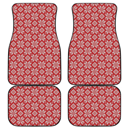 Xmas Nordic Knitted Pattern Print Front and Back Car Floor Mats