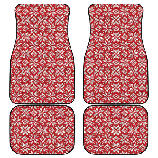 Xmas Nordic Knitted Pattern Print Front and Back Car Floor Mats