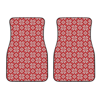 Xmas Nordic Knitted Pattern Print Front Car Floor Mats