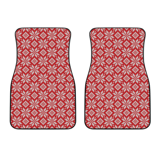 Xmas Nordic Knitted Pattern Print Front Car Floor Mats