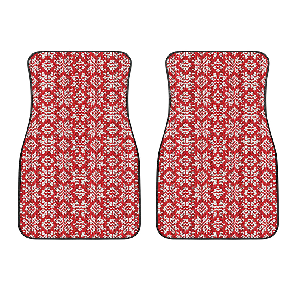 Xmas Nordic Knitted Pattern Print Front Car Floor Mats