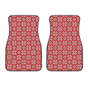 Xmas Nordic Knitted Pattern Print Front Car Floor Mats