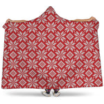 Xmas Nordic Knitted Pattern Print Hooded Blanket