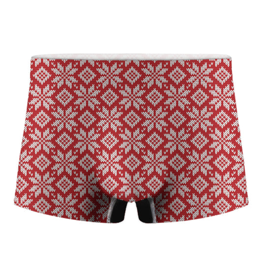 Xmas Nordic Knitted Pattern Print Men's Boxer Briefs
