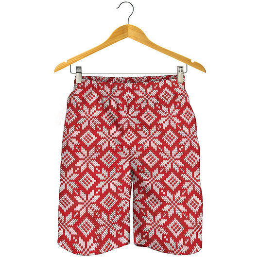 Xmas Nordic Knitted Pattern Print Men's Shorts