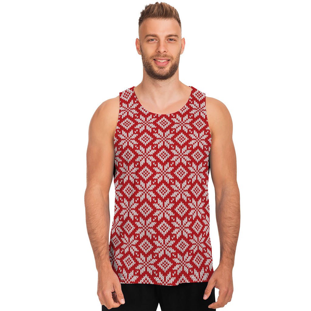 Xmas Nordic Knitted Pattern Print Men's Tank Top