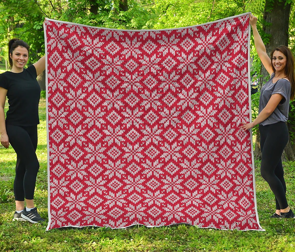 Xmas Nordic Knitted Pattern Print Quilt