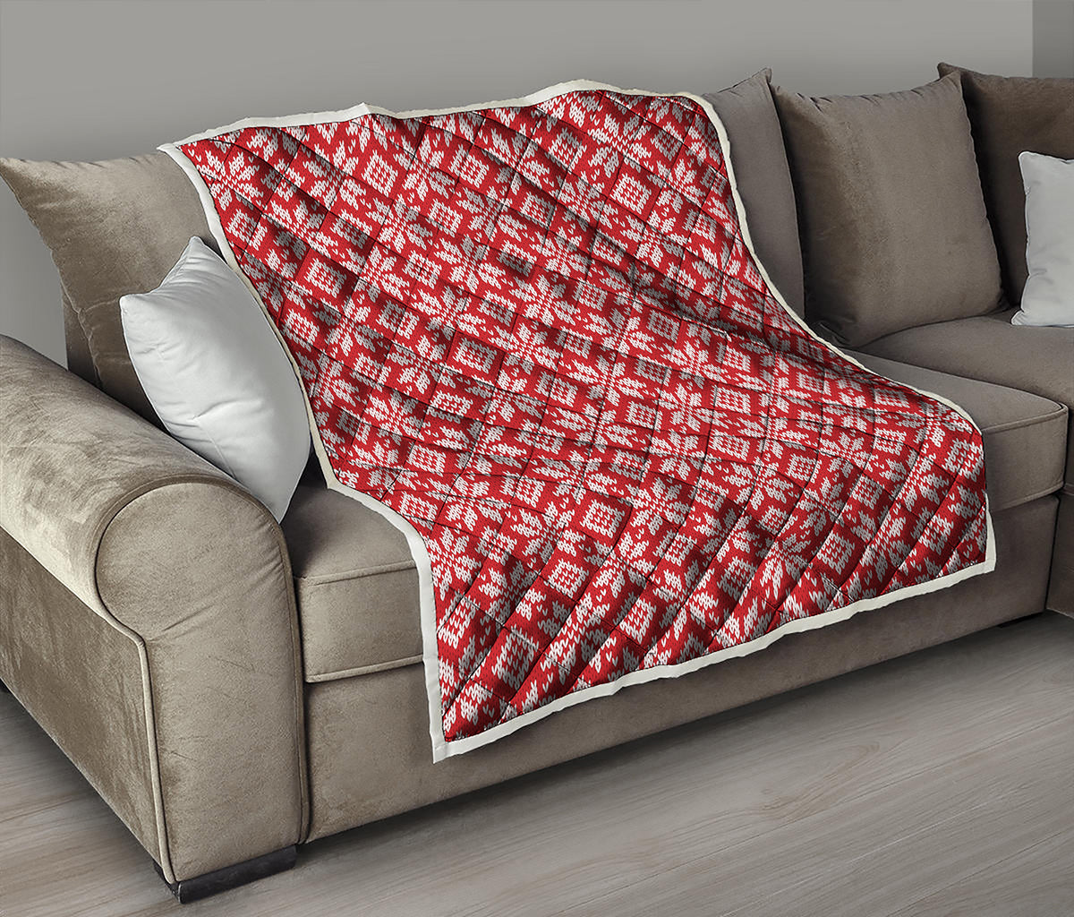 Xmas Nordic Knitted Pattern Print Quilt