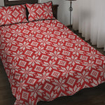 Xmas Nordic Knitted Pattern Print Quilt Bed Set