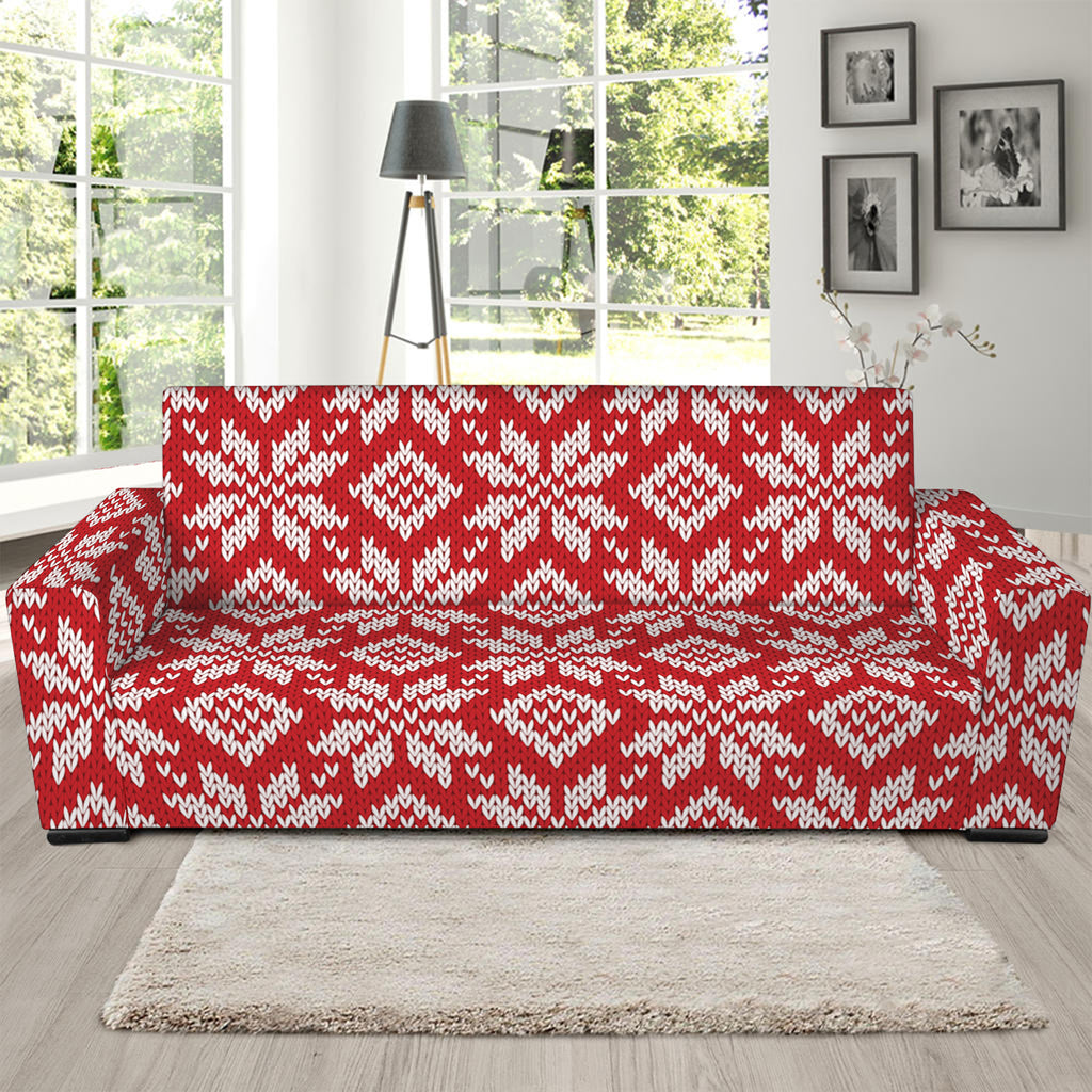 Xmas Nordic Knitted Pattern Print Sofa Slipcover