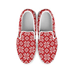 Xmas Nordic Knitted Pattern Print White Slip On Shoes