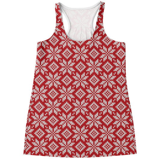 Xmas Nordic Knitted Pattern Print Women's Racerback Tank Top