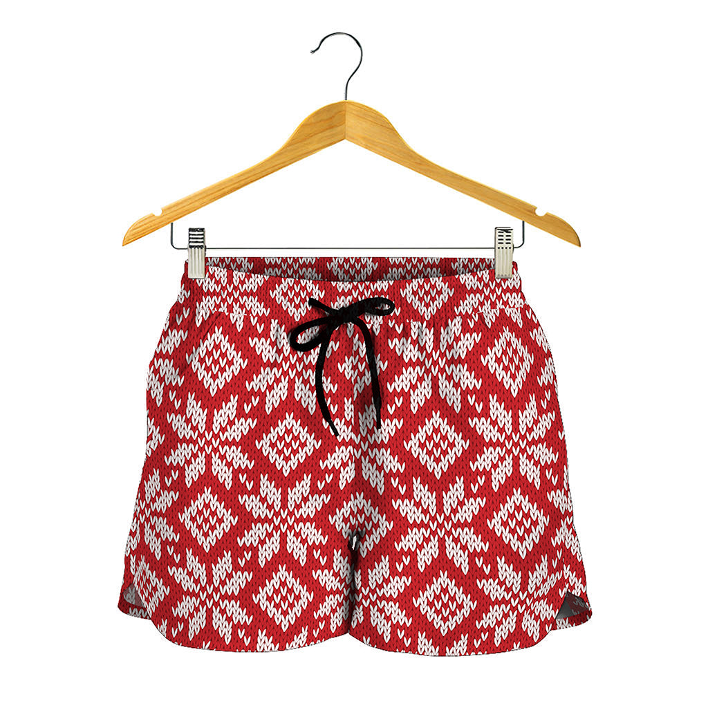 Xmas Nordic Knitted Pattern Print Women's Shorts