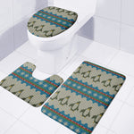 Xmas Penguin Pattern Print 3 Piece Bath Mat Set