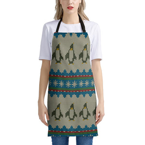 Xmas Penguin Pattern Print Apron