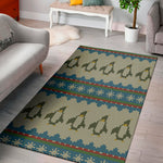 Xmas Penguin Pattern Print Area Rug