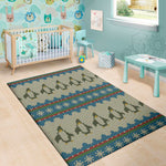 Xmas Penguin Pattern Print Area Rug