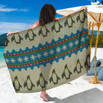 Xmas Penguin Pattern Print Beach Sarong Wrap