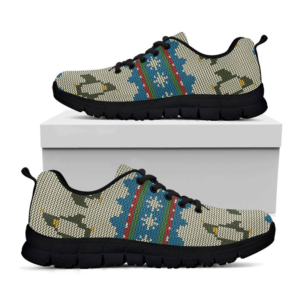 Xmas Penguin Pattern Print Black Sneakers