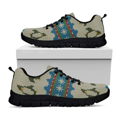 Xmas Penguin Pattern Print Black Sneakers