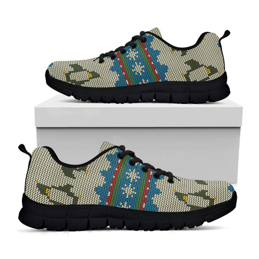 Xmas Penguin Pattern Print Black Sneakers