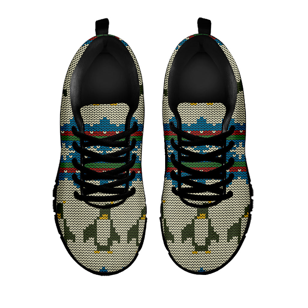 Xmas Penguin Pattern Print Black Sneakers