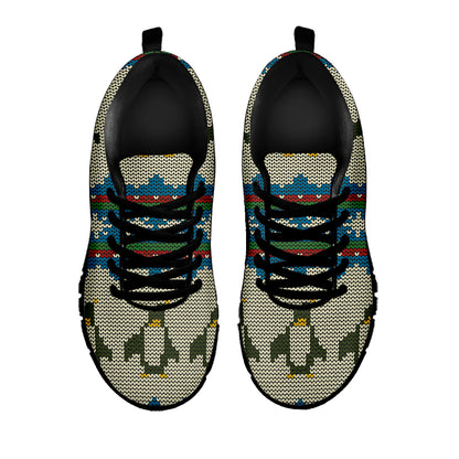 Xmas Penguin Pattern Print Black Sneakers