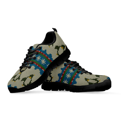 Xmas Penguin Pattern Print Black Sneakers