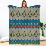 Xmas Penguin Pattern Print Blanket