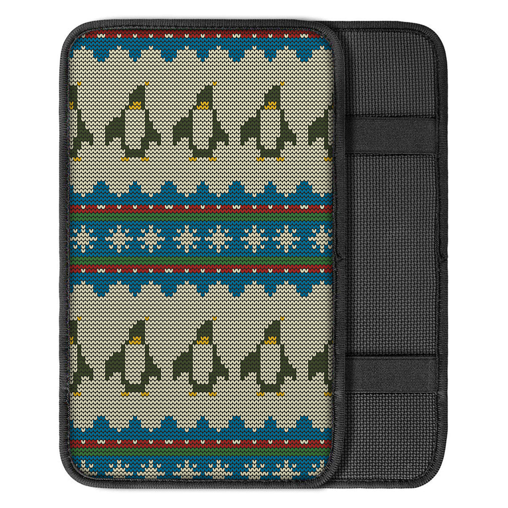 Xmas Penguin Pattern Print Car Center Console Cover