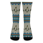Xmas Penguin Pattern Print Crew Socks