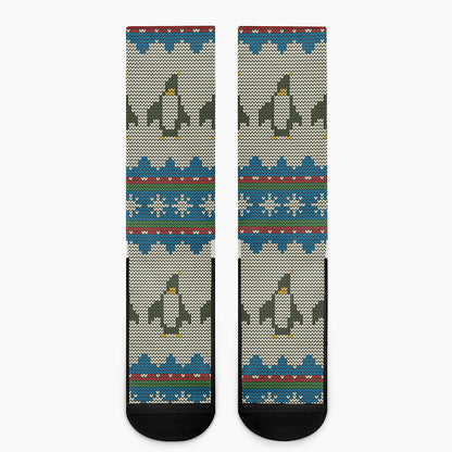Xmas Penguin Pattern Print Crew Socks
