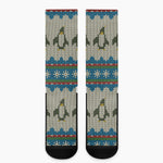 Xmas Penguin Pattern Print Crew Socks