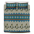 Xmas Penguin Pattern Print Duvet Cover Bedding Set