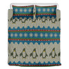 Xmas Penguin Pattern Print Duvet Cover Bedding Set