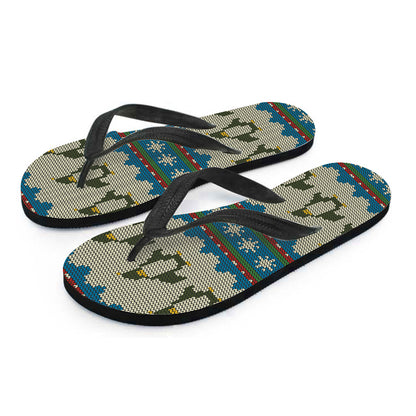 Xmas Penguin Pattern Print Flip Flops