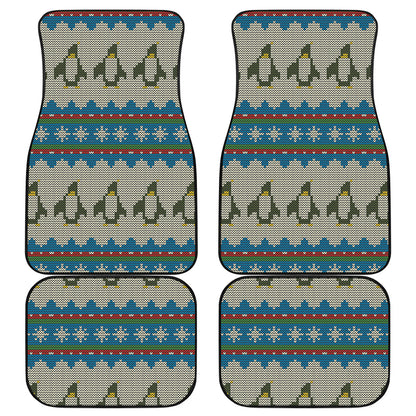 Xmas Penguin Pattern Print Front and Back Car Floor Mats