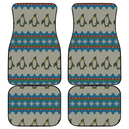 Xmas Penguin Pattern Print Front and Back Car Floor Mats