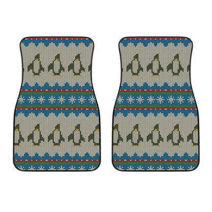 Xmas Penguin Pattern Print Front Car Floor Mats