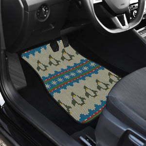 Xmas Penguin Pattern Print Front Car Floor Mats