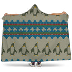 Xmas Penguin Pattern Print Hooded Blanket