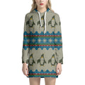 Xmas Penguin Pattern Print Pullover Hoodie Dress
